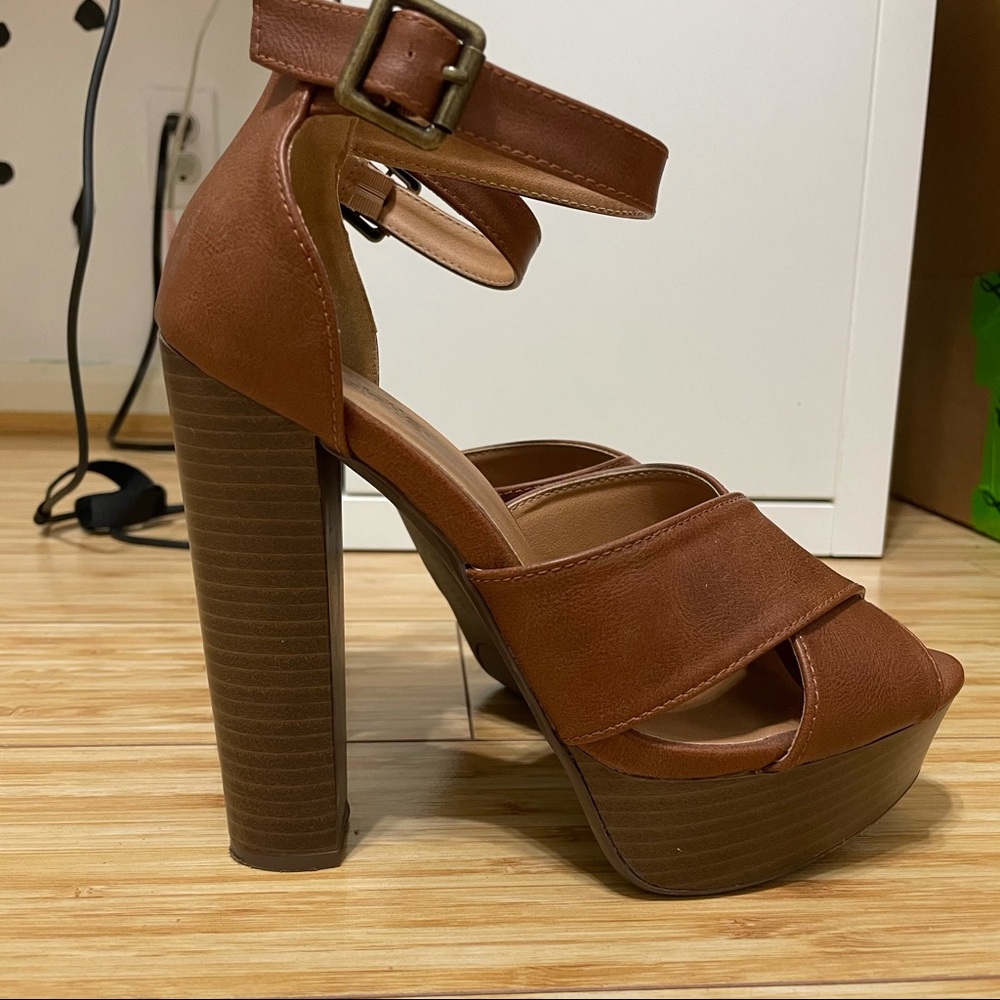 Charlotte Russe brown leather heels